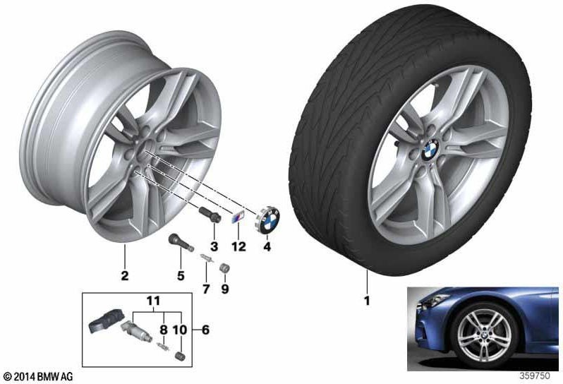 BMW Genoine Wind Wheel Light Metal Metal Jet Black 8.5JX18 ET47（36118099474）| 36118099474