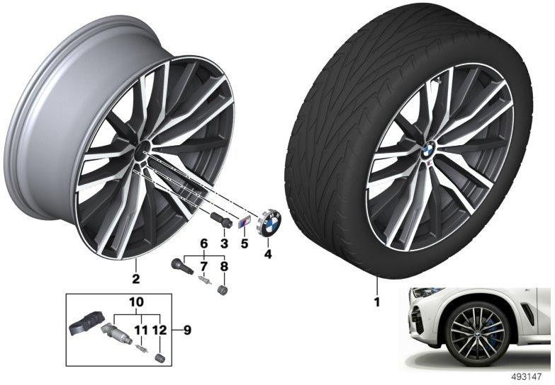 BMW Genoine Wind Wheel Light Metal Metal Jet Black 10.5JX22 ET43（361119882611）| 36119882611