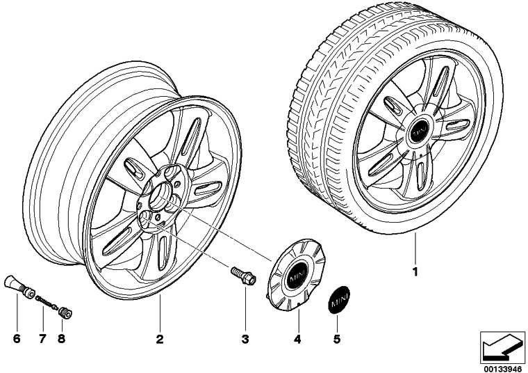 BMW純正ハブカバーシルバーミニ（36136764100）| 36136764100