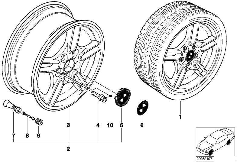 BMW純正バルブインサートl = 20mm 5シリーズ（36317683236）| 36317683236