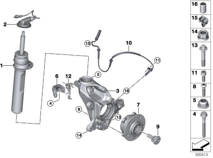 BMW純正Federbein Front Right（37106861290）| 37106861290