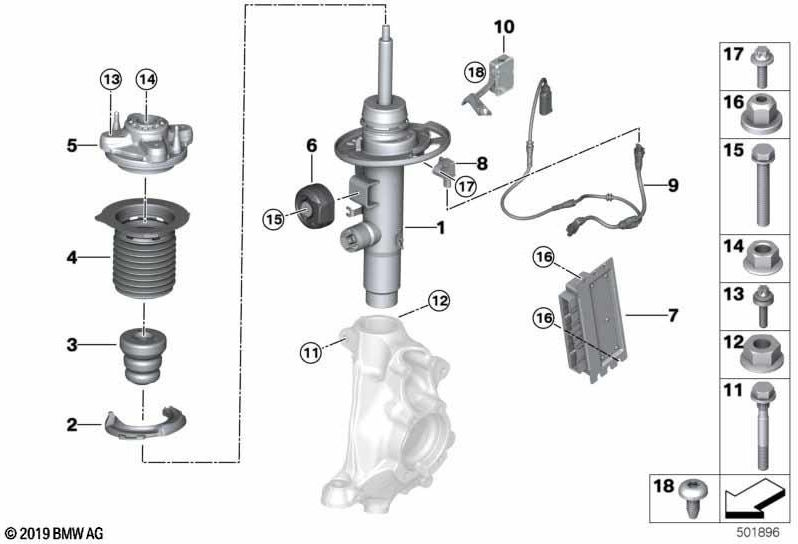 BMW純正Federbein Front Right VDC AWD（37106878738）| 37106878738