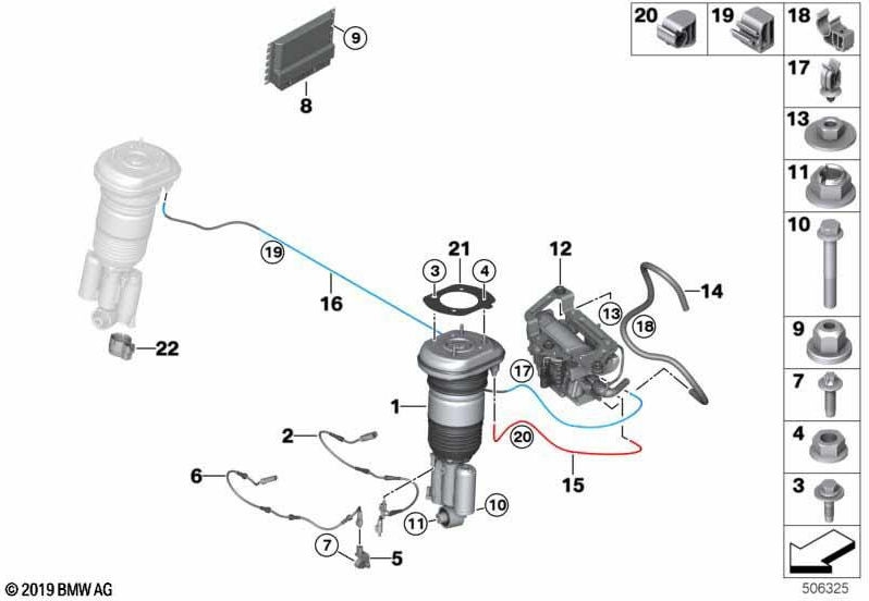 BMW左後部の本物のRPエアスプリング（3710682821）| 37106882821