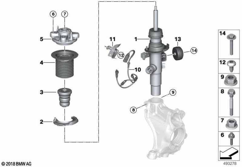 BMW純正Federbein Front Left VDC（37106895067）| 37106895067