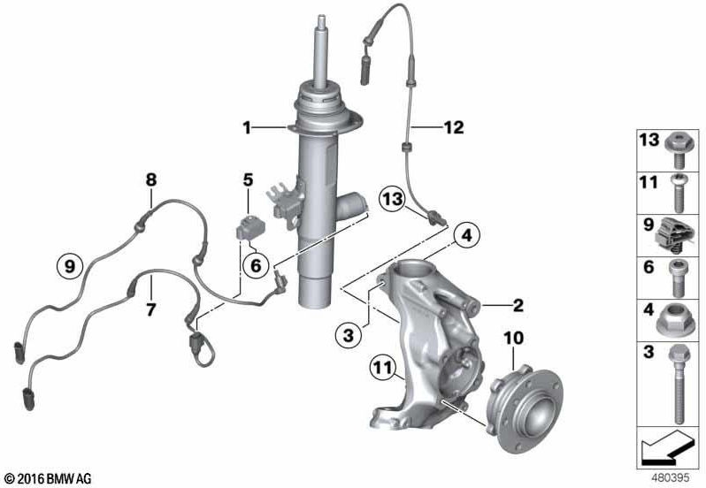 BMW本物のFederbein Front Left（37116883151）| 37116883151