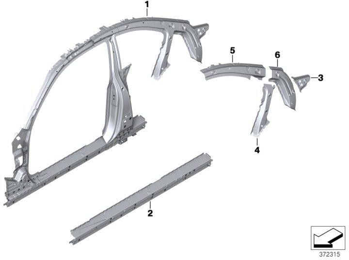 BMW左側の本物の補強屋根フレーム（41007342123）| 41007342123