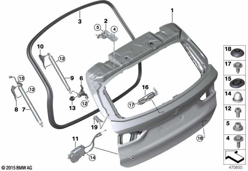 BMW本物のヒンジテールゲート左（41007350829）| 41007350829