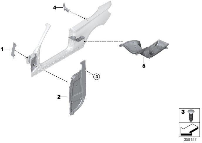 BMW本物のフォームパート右のA-Pillar（41007378676）| 41007378676