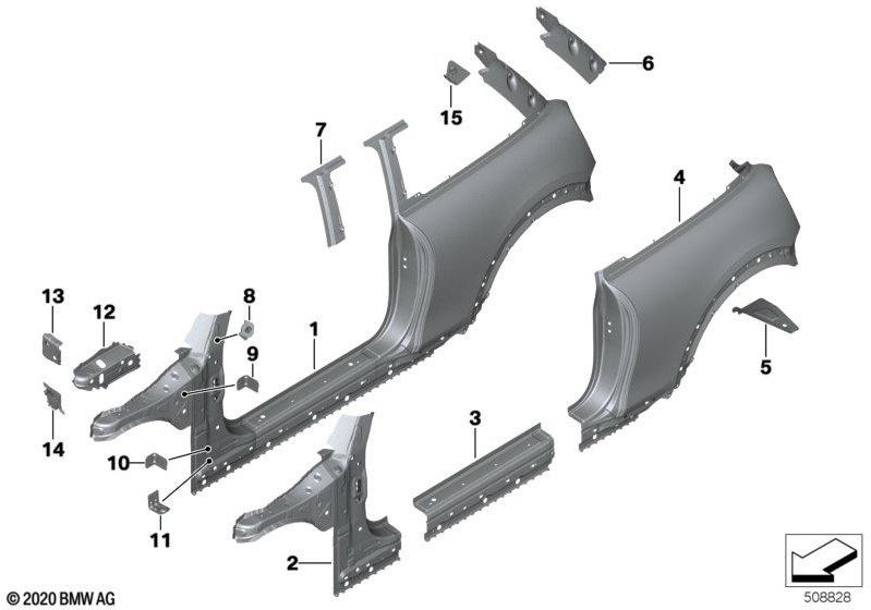 BMW本物のSchliesseblech Radhaus左（41007387967）| 41007387967