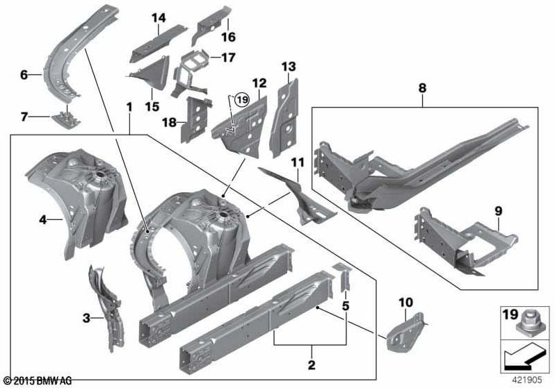 bmw本物の接続側フレーム左（41007412943）| 41007412943