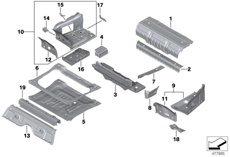 BMW本物の荷物コンパートメントフロア左（41007431575）| 41007431575