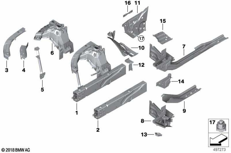 BMW本物のエンジンキャリアセンター右（41007432652）| 41007432652