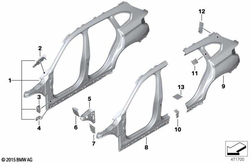 BMW右側の本物のAピラー（41007436158）| 41007436158