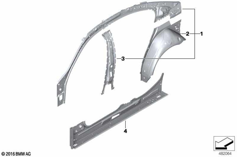 BMW右側の本物のサイドフレーム（41007437426）| 41007437426