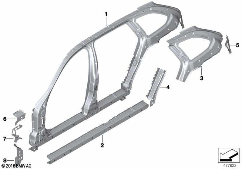 BMW純正補強Dピラー左（41007437483）| 41007437483