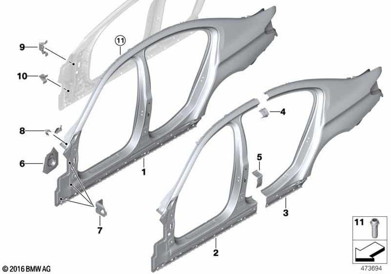 BMW左側の本物のカバーAピラー（41007437513）| 41007437513