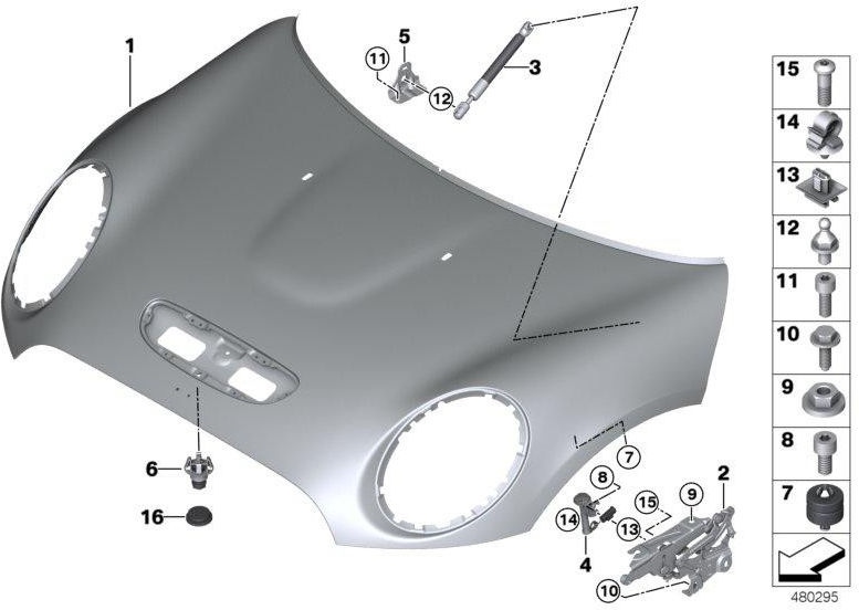 BMW右側の本物のヒンジフロントフラップ（41007449380）| 41007449380