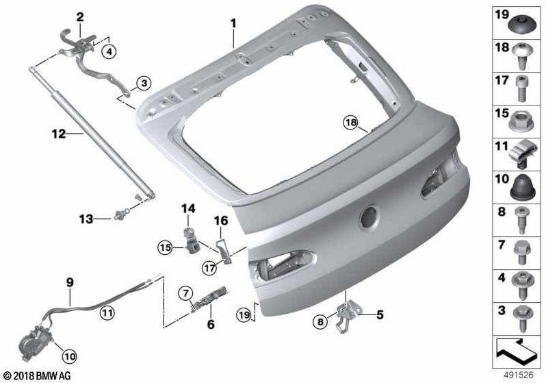 BMW本物のヒンジテールゲート左（41007482677）| 41007482677