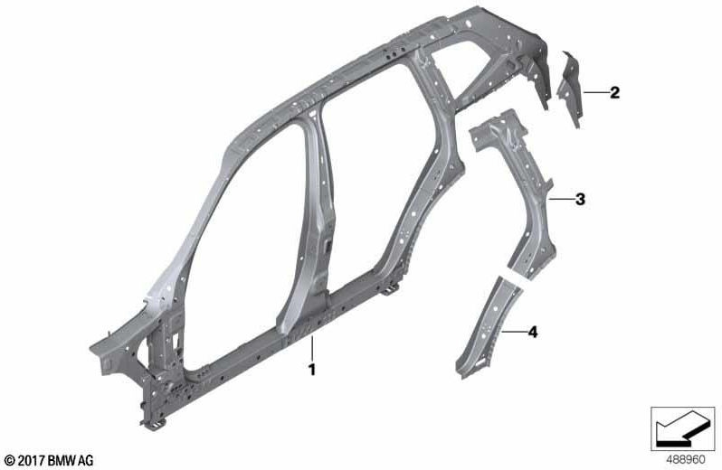 BMW本物のサイドフレームMitte Left（41007494127）| 41007494127