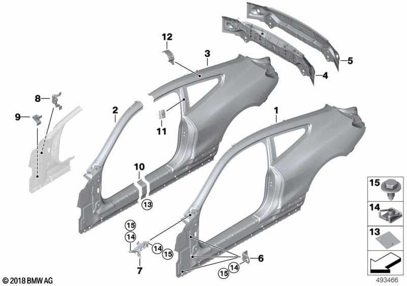 右側のBMW本物のサイドフレーム（41007494460）| 41007494460