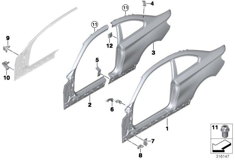 bmw本物のa-pillar外（41008069379）| 41008069379