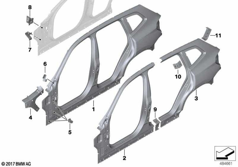 BMW本物のホルターサイドウォールAピラー（41008495533）| 41008495533