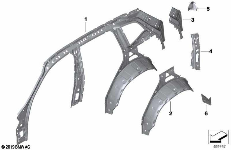 BMW左下の本物の補強Dピラー（41009498835）| 41009498835