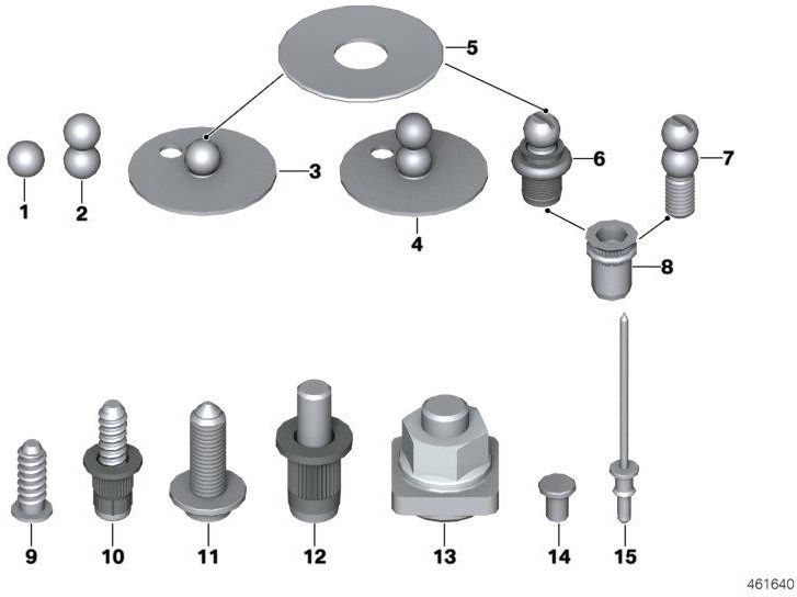BMW純正粗いスレッドボルトl = 15.5mm（41128266111）| 41128266111