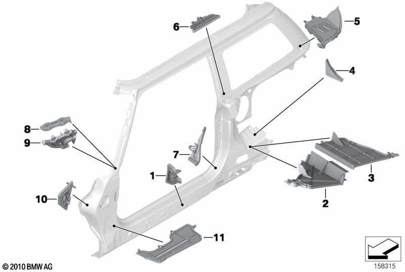 BMW純正フォームパートBピラー右（41212752566）| 41212752566