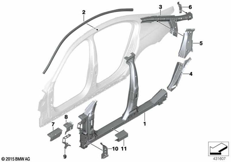 BMW左側の本物の補強Cピラー（41217433519）| 41217433519
