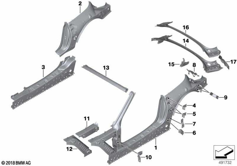 BMW右外の本物のBピラー（41218499014）| 41218499014