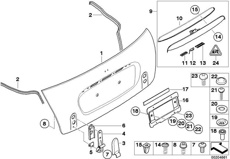 BMW本物のヒンジテールゲート右（41627144002）| 41627144002