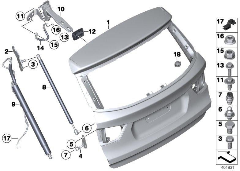 BMW純正ヒンジテールゲート右（41627463366）| 41627463366