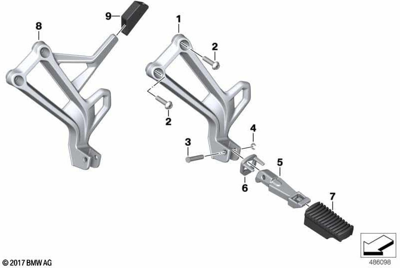 BMW左後部の本物のフットレストホルダー（46718564829）| 46718564829