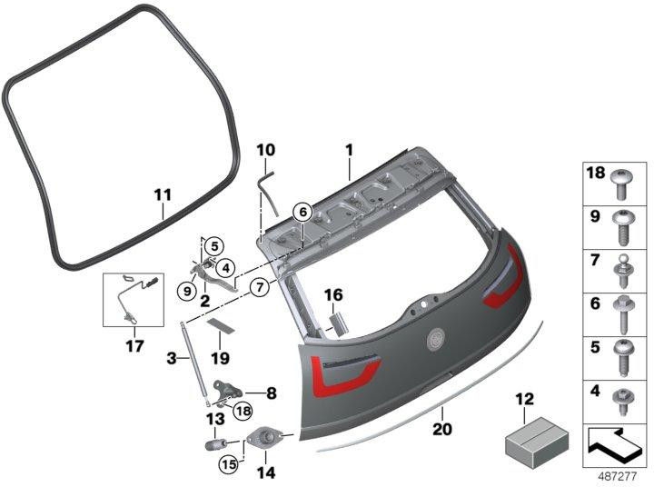 BMW純正固定セットテールゲートクラッディング（51007398374）| 51007398374