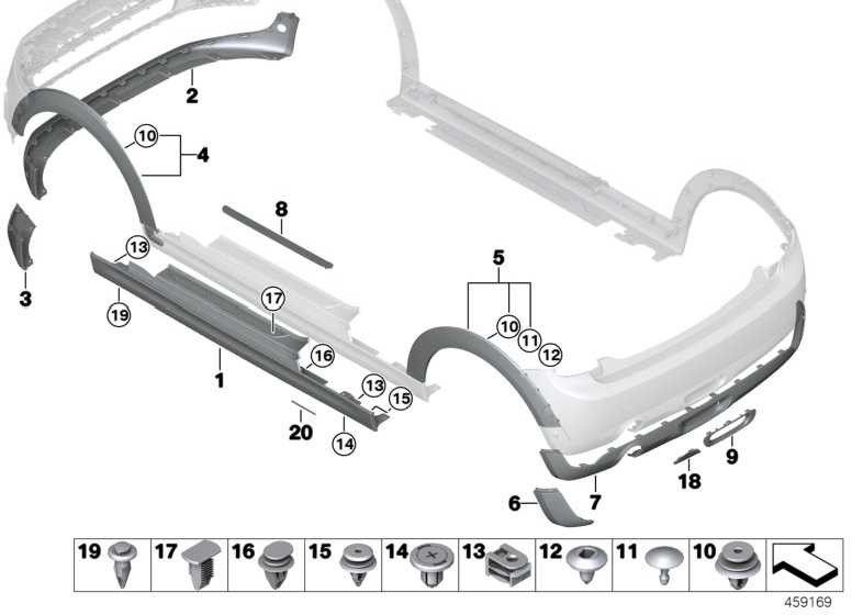 BMW本物のブラックバンドスポイラーフロント右ミニ（51117337814）| 51117337814