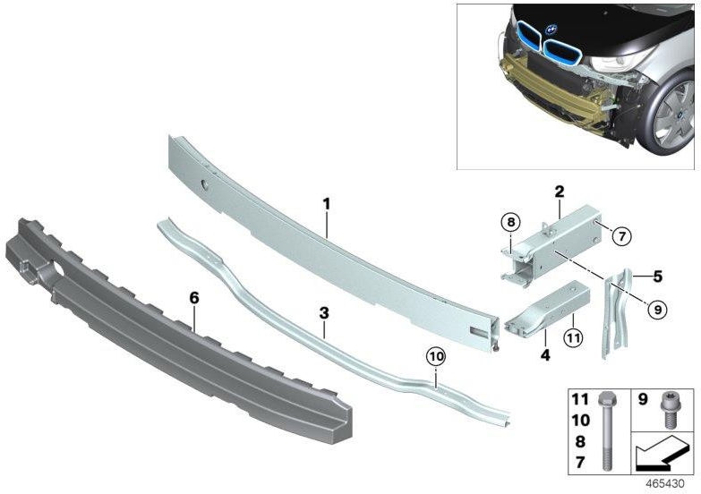 BMW右前の本物の変形要素（51117375958）| 51117375958