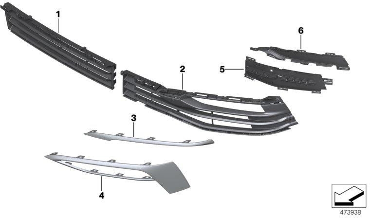 BMW本物のグリル空気吸気ミドルFRR（51117385258）| 51117385258