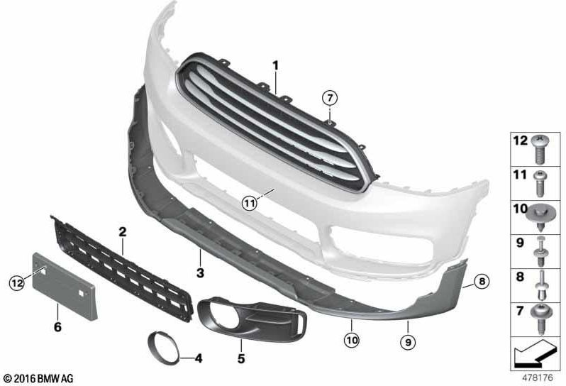 BMW本物のZierring Bugleucht Right Chromium（51117405388）| 51117405388