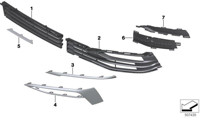 BMW本物のグリルエアインテークミドルFRR /ベース（51117415560）| 51117415560