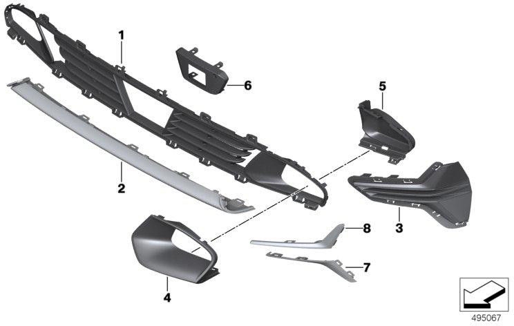 BMW本物のグリッドエアインテークセンターMRR（51117464198）| 51117464198