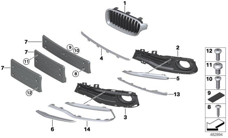 BMW純正Ziergitter Front Right Sport Edition（51117464494）| 51117464494