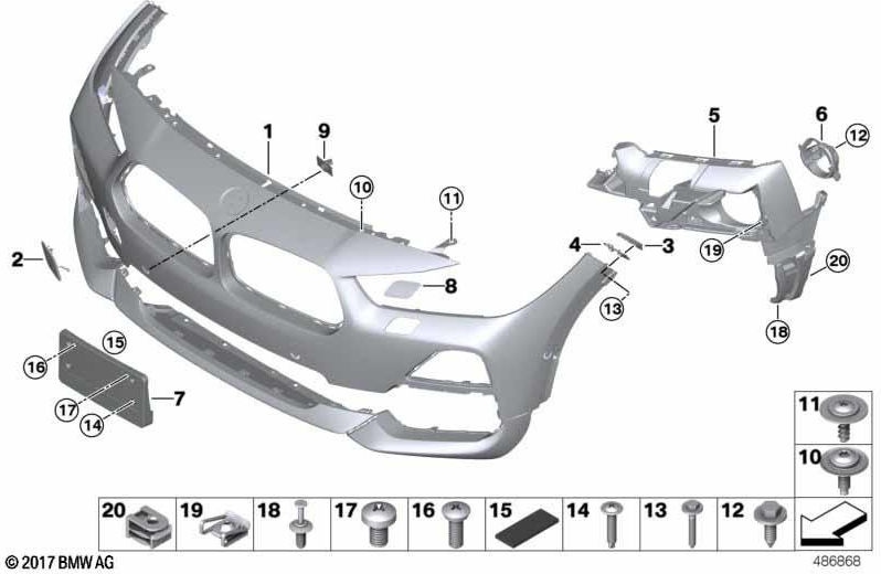 BMW本物のカバーロックロックは正面にあります（51117499472）| 51117499472
