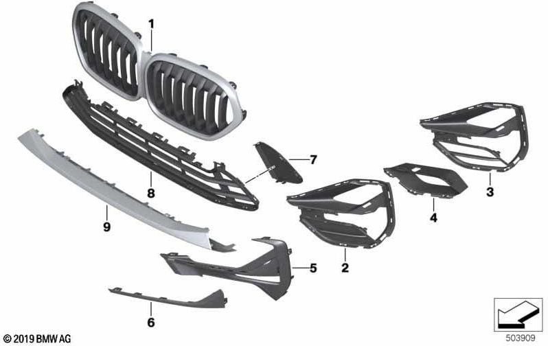BMW本物のクラッディングエアガイドベース（51117954211）| 51117954211