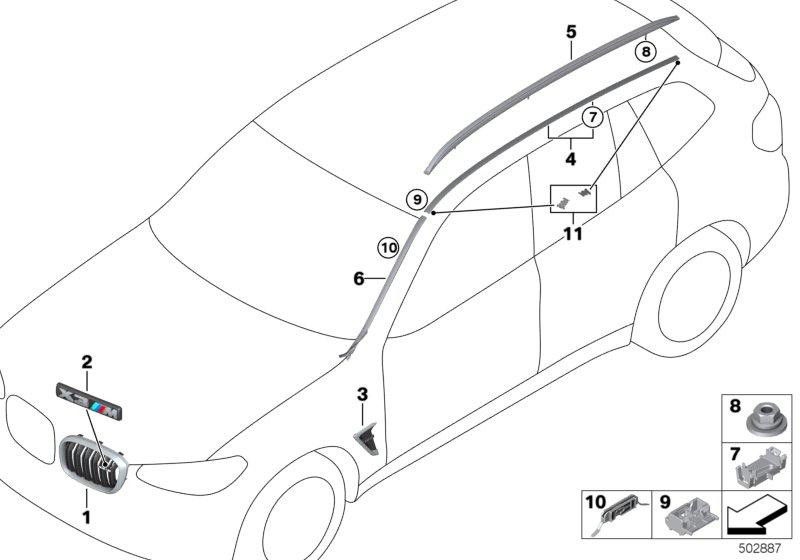 BMW本物のエンブレム装飾用グリルフロント左x4m（51118082586）| 51118082586
