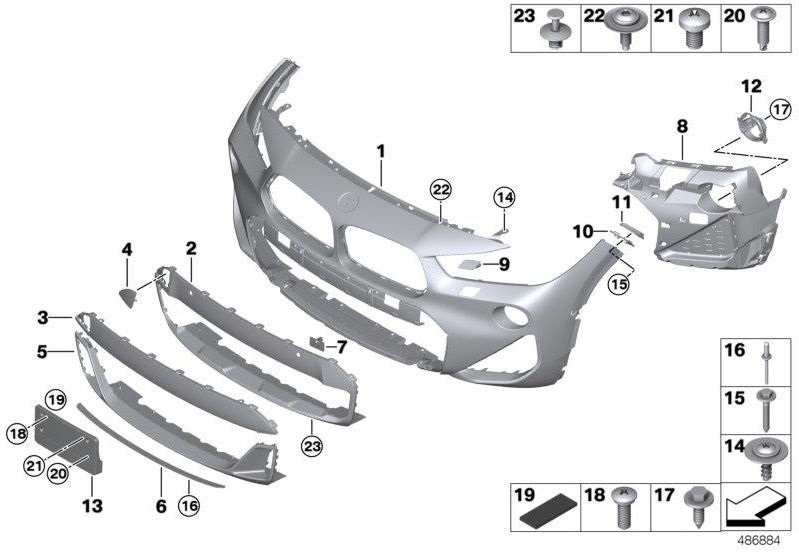 BMWフロントM PDC/PMA（51118090114）の本物のクラッディングキャプター（51118090114）| 51118090114