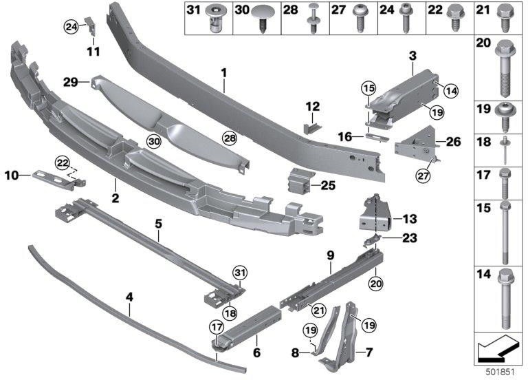 BMWフロントRCARの本物のキャリアバンパー（51118491139）| 51118491139