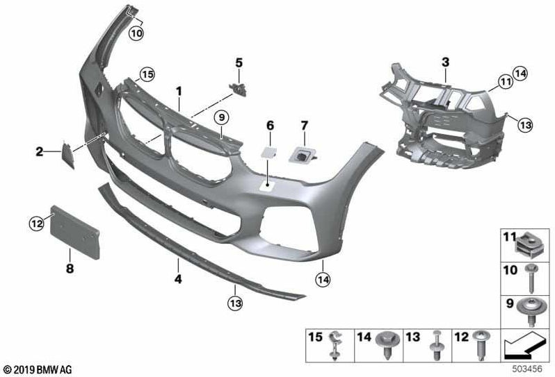 BMWフロントM（51119883617）の本物のクラッディングキャッチャー| 51119883617