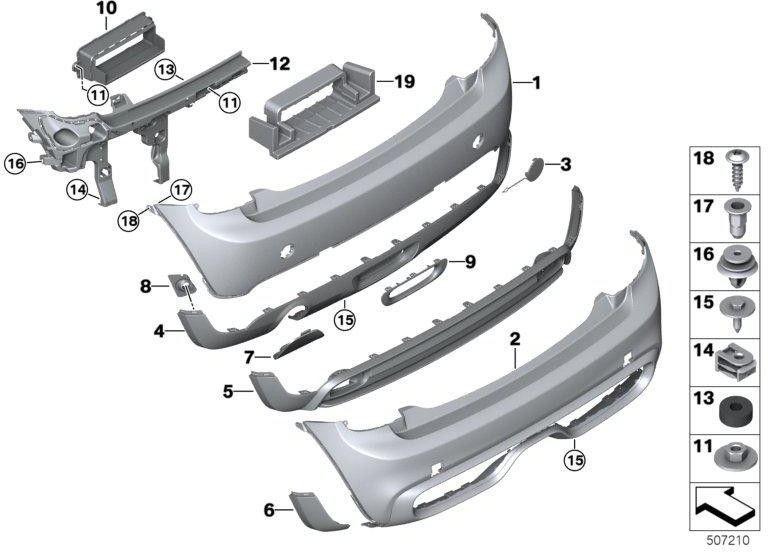 BMWクーパーSE PDC（51125A23748）のBMW本物のクラッディングブッシュキャッチャー| 51125A23748