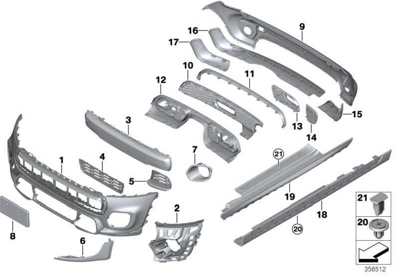 BMW純正クラッディングバンピングキャッチャープライミングジョンクーパーW.ミニ（51127398777）| 51127398777